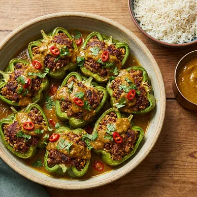 カレー風味のピーマン肉詰め