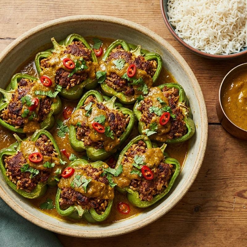 カレー風味のピーマン肉詰め