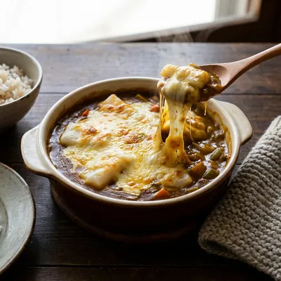 カレー餅グラタン