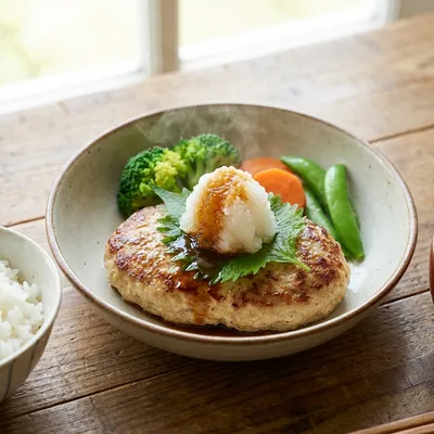 鶏ひき肉の和風カレーハンバーグ
