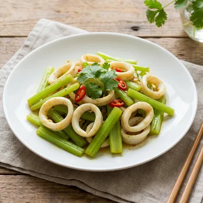 イカとセロリのカレー塩炒め
