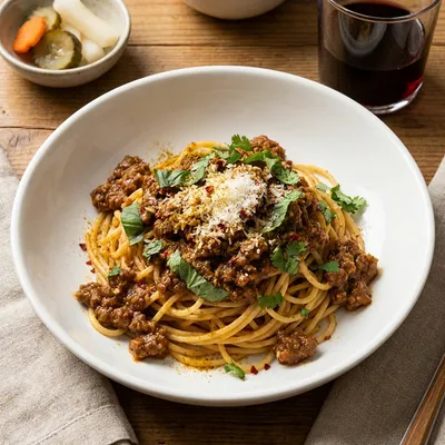 スパイシーミートソースパスタ